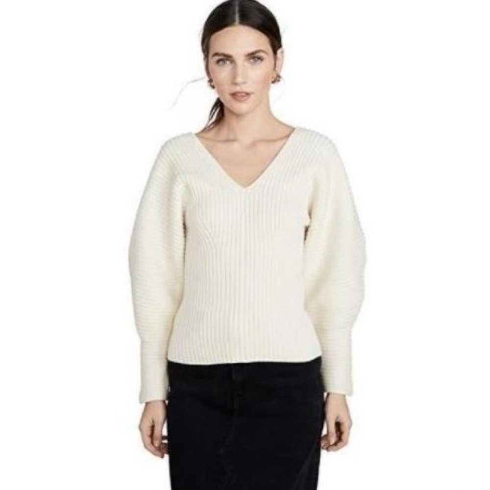 Mara Hoffman Olla Sweater Top Puff Balloon Sleeve Ribbed M